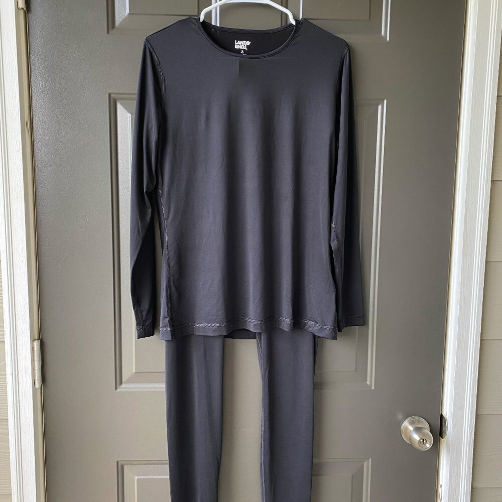 NEW Lands End Thermaskin Heat Long Sleeve Underwear Leggings Thermal Baselayer M